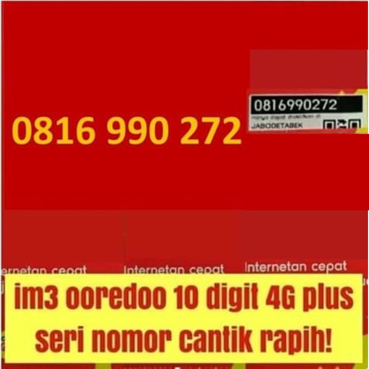 indosat ooredoo 10 digit 4G plus rapih  Nomer cantik kartu perdana micro nano standar sim card im3