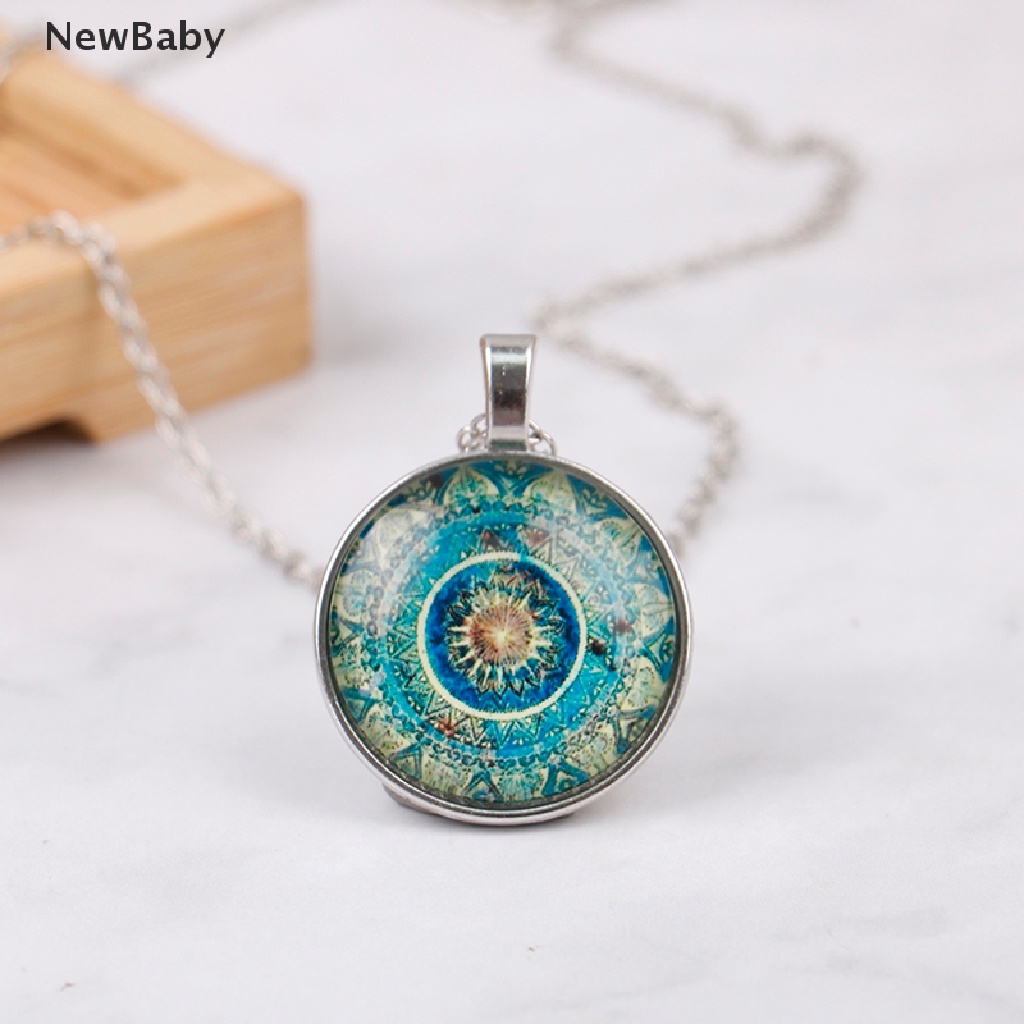 Newbaby Set Kalunggelang Tangananting Gantung Kaca Cabochon Motif Mandala India Untuk Wanita