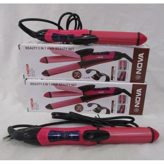 NHC-2009 Catok Rambut NOVA 2 IN 1 Straight &amp; Curl Beuty Set