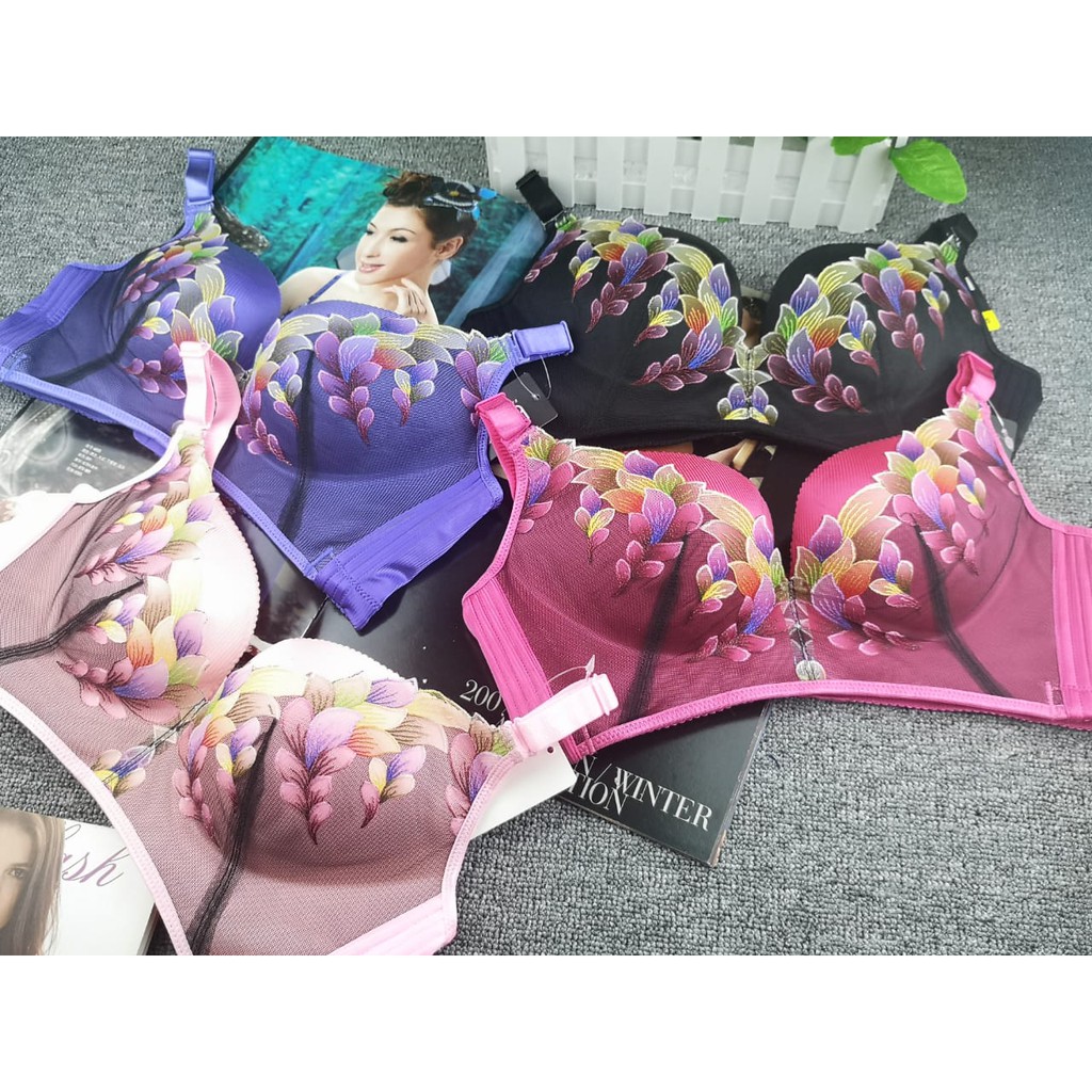 Bra Full Cup Import - 009 Bunga Busa Tebal tdk ada Kawat, Size &gt; 32 - 38 (BELI 4 FREE MASKER)