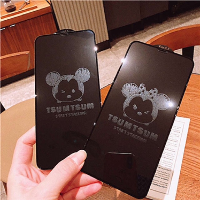 [ vhieshop ] Tempered Glass 6D Glitter Ip  motif Tsum Tsum Minie ANTI GORES IP 11