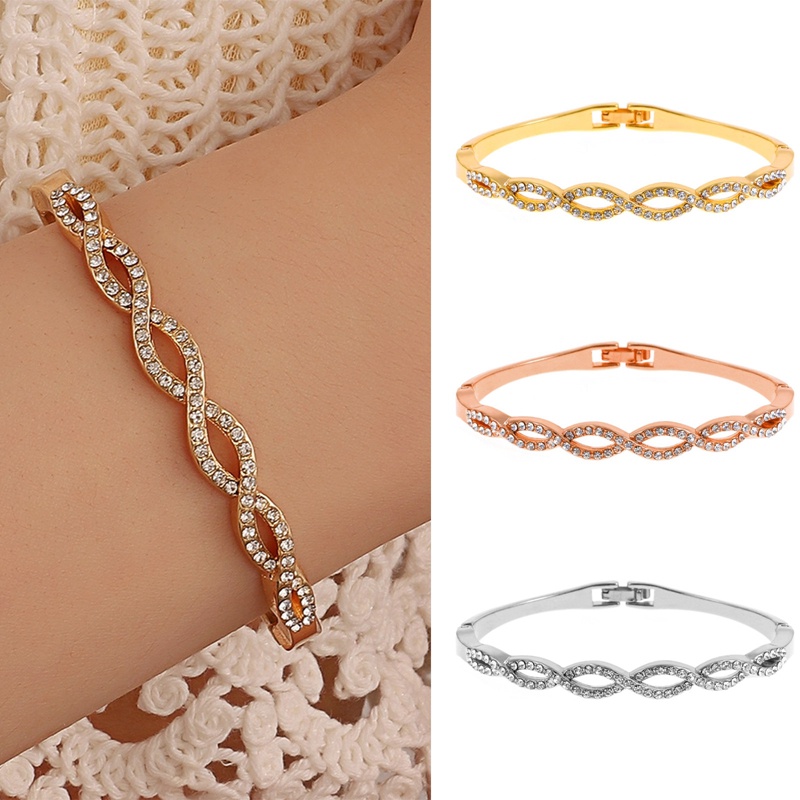 Gelang Tangan Rantai Aksen Berlian Imitasi Bentuk Geometri Untuk Wanita