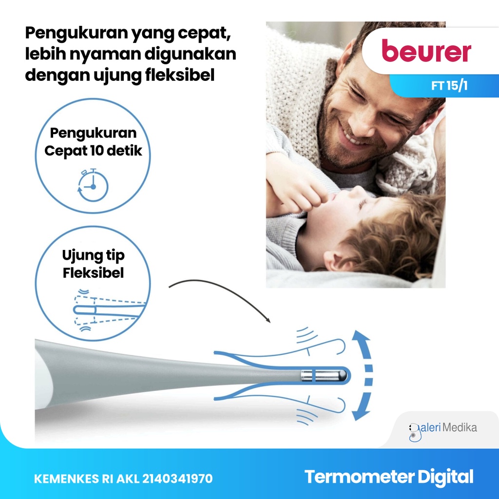 Termometer Digital Beurer FT 15 / FT-15 / FT15 - Termometer Bayi Anak dan Dewasa Keluar Hasil Dalam 10 Detik