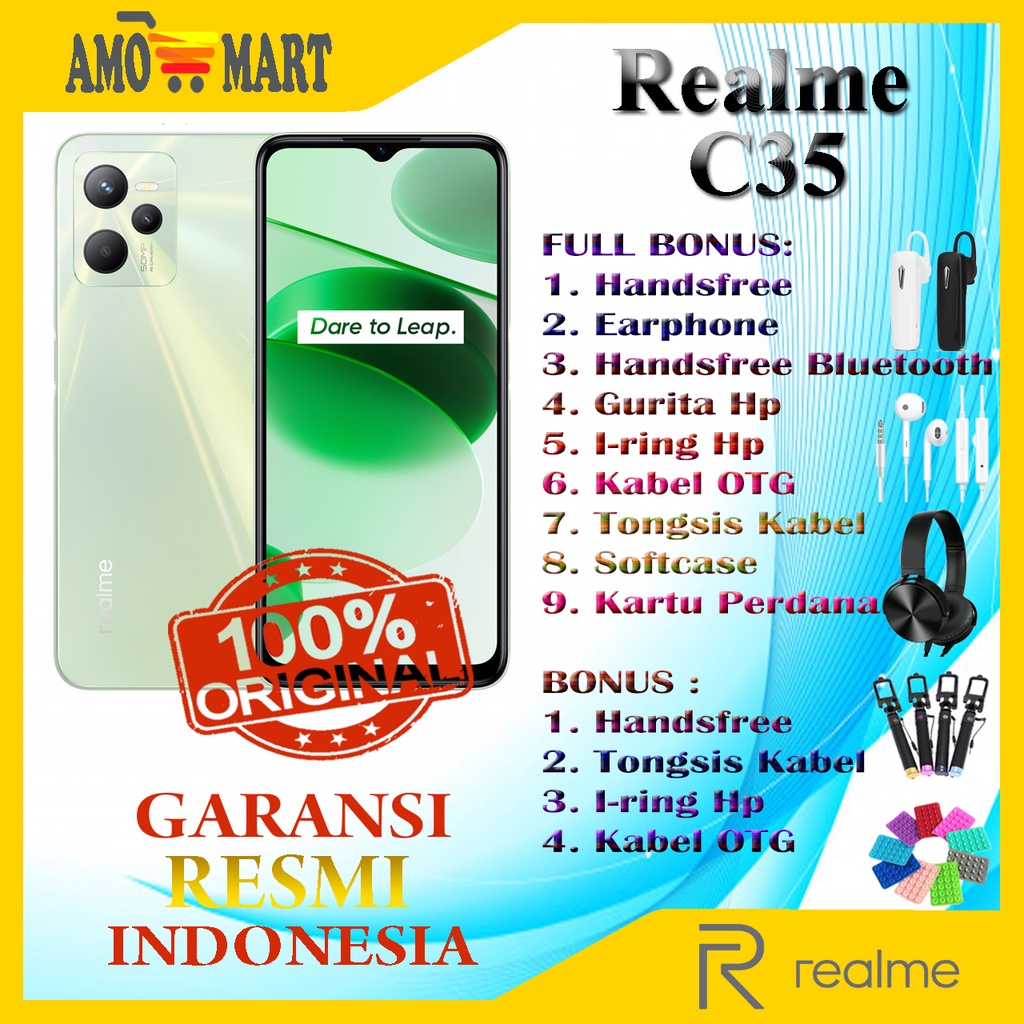 HP BARU REALME C35 RAM 4/64GB & RAM 4/128 GB NEW 100% ORI GRS RESMI INDONESIA TERMURAH