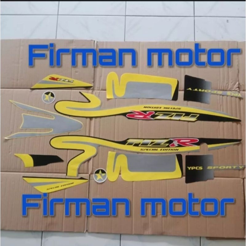 stiker striping list body fizr fizr Caltex 2001 kuning- silver