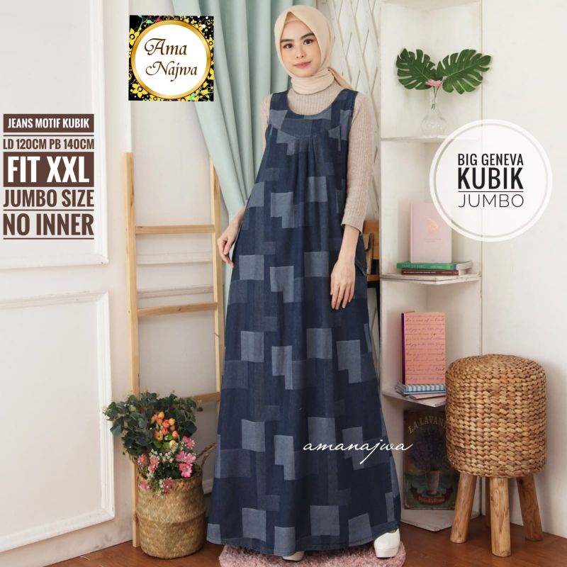 GAMIS JEANS JUMBO SIZE BIG GENEVA LINEA JUMBO KUBIK JUMBO LINEA JUMBO JEANS MOTIF LD 120CM PB 140CM 