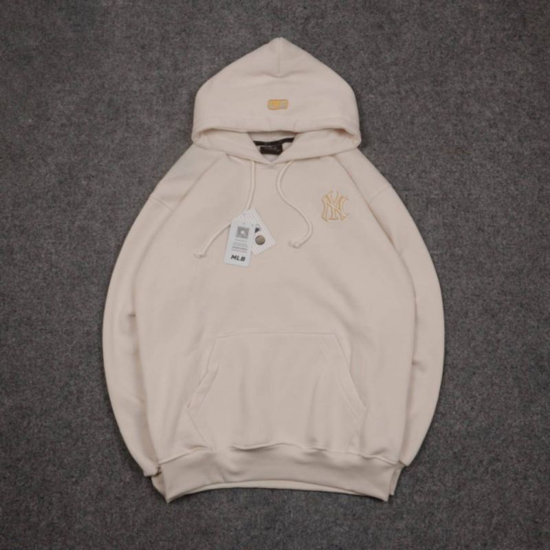 SWEATER HOODIE NY MLB BASIC CREAM GOLD BORDIR AUTHENTIC PREMIUM FULLTAG &amp; LEBEL