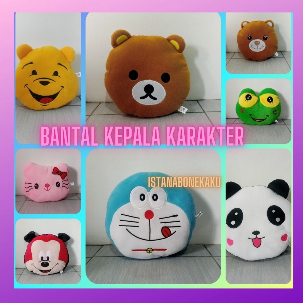 Bantal Kepala Karakter Lucu Imut Uk.30*35 cm Isi Dacron Murni SNI