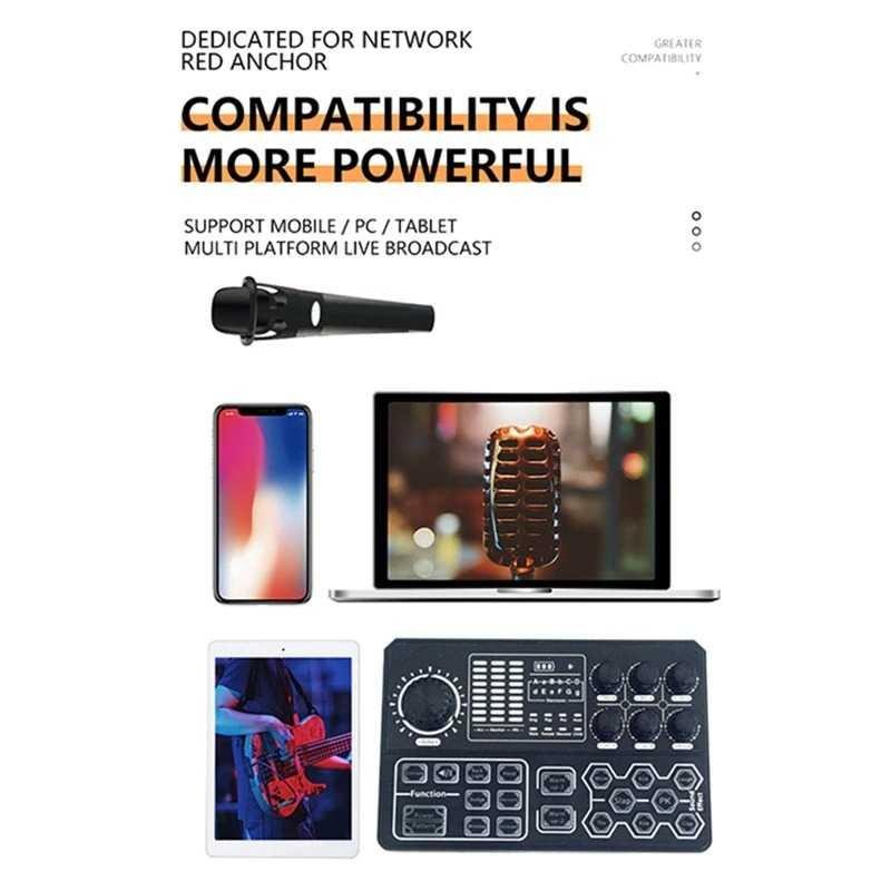 Mixer Sound Card Bluetooth Portable Live Broadcast Karaoke - P5 - Black