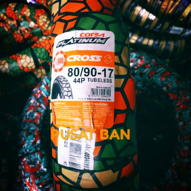 BAN LUAR TUBLES MOTOR BEBEK RING 17 CORSA CROSS 80/90-17 TUBELESS