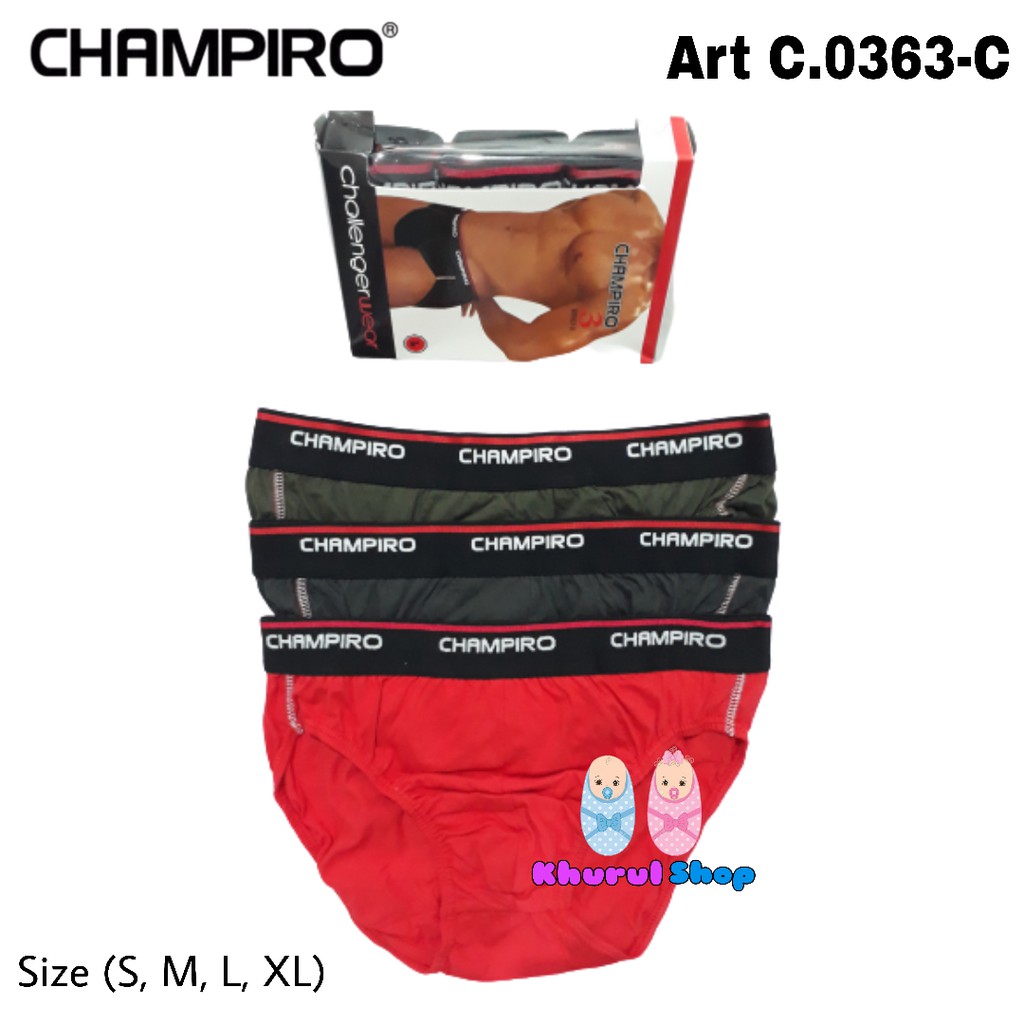 1 Kotak 3pc - CD CHAMPIRO C.0363-C Karet Boxer | Celana dalam Pria dewasa
