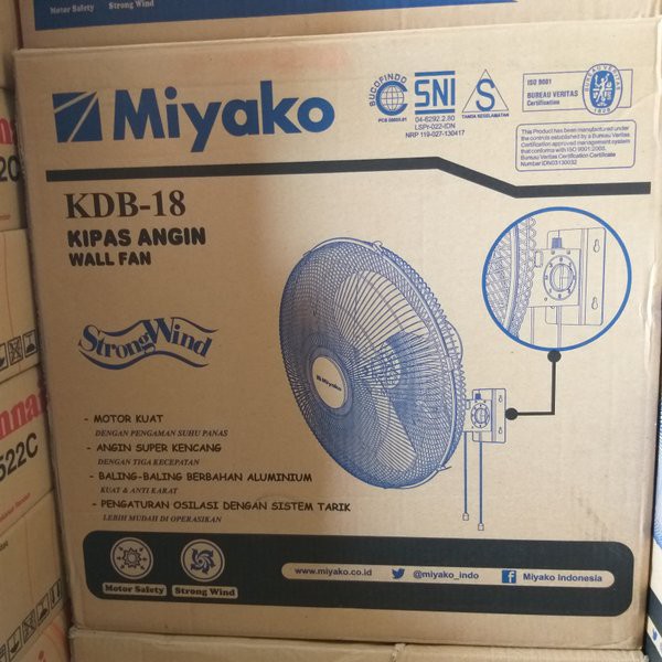 KIPAS ANGIN DINDING BESI MIYAKO KDB 18 / WALLFAN INDUSTRIAL KDB 18 INCH