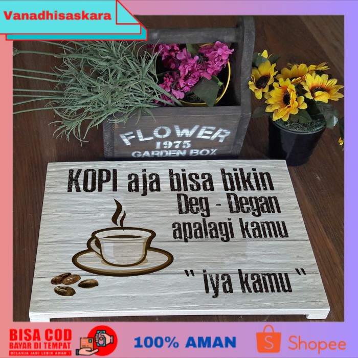 (BISA COD) Dekorasi Kopi Quote lucu Hiasan Dinding pajangan poster kayu cafe - CC 48