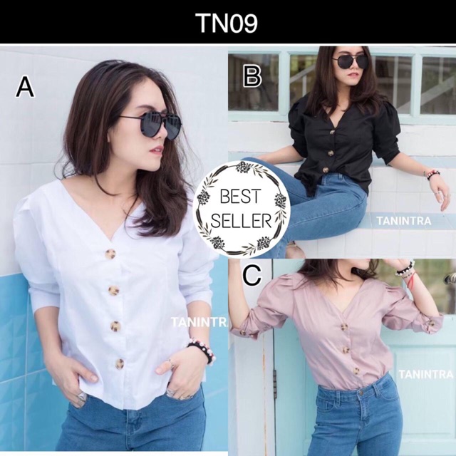 V neck top atasan import atasan bangkok baju bangkok baju import kemeja kantor kemeja wanita