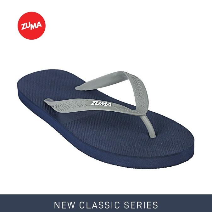 Premium Product Zuma Men Classic 24/Sandal Jepit Sandal Karet Pria - Navy Grey - Paling Dicari
