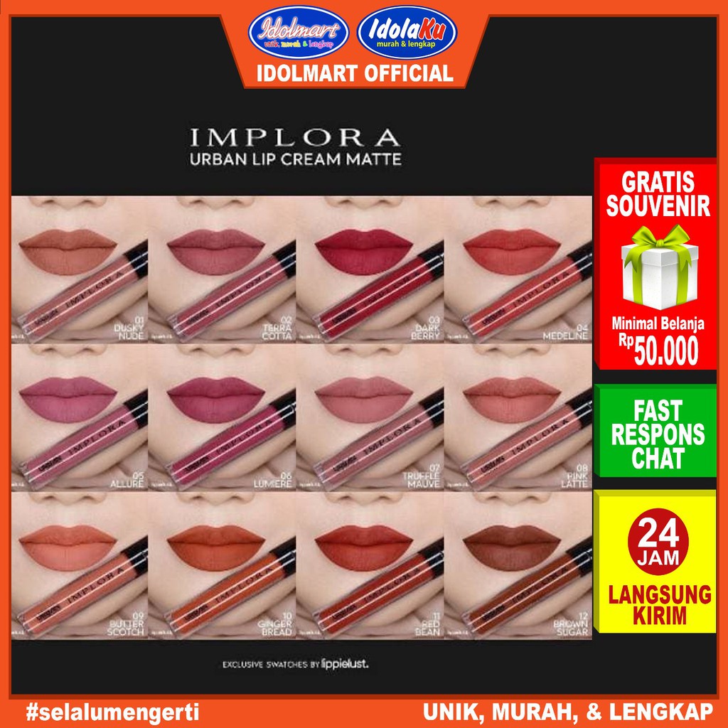 IDOLAKU Implora Urban Lip Cream Matte Dark Berry 03 - BPOM