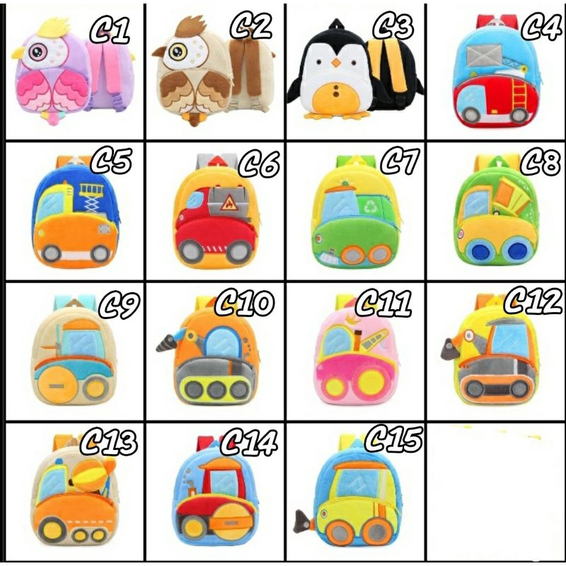 New Kids - Tas Ransel Anak TK / Paud Karakter Binatang Animal Bahan Boneka