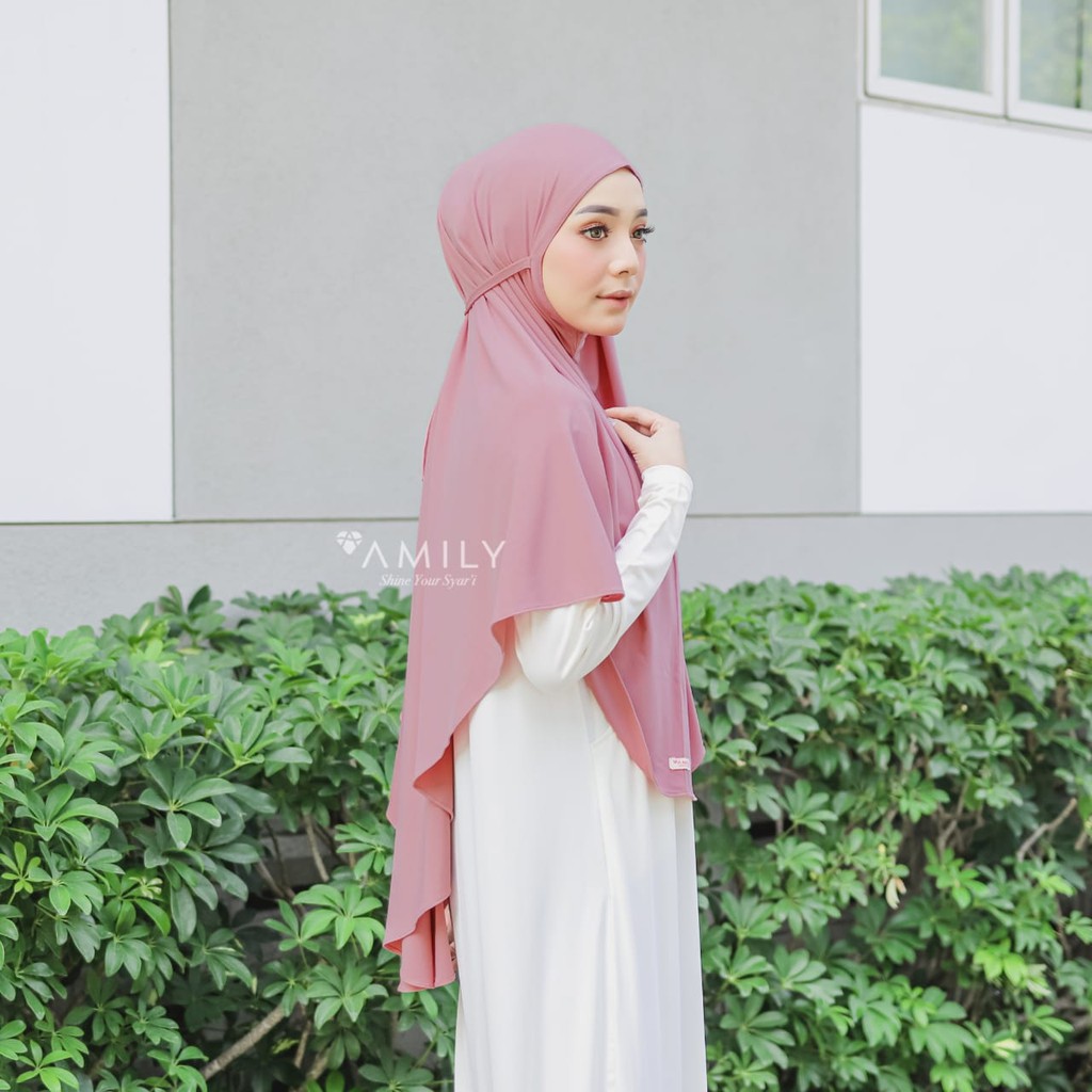 Hijab tali instan Bergo Elif Amily-powder pink