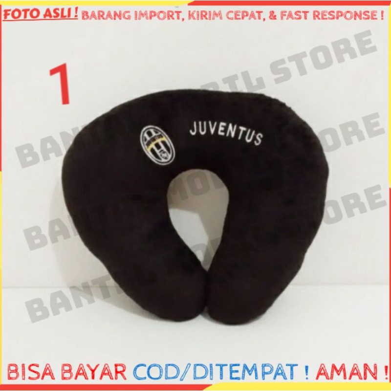 BANTAL HEADREST JOK KURSI SOFA PUNGGUNG PINGGANG PUNDAK MOBIL BONEKA CLUB KLUB BOLA JUVENTUS HITAM