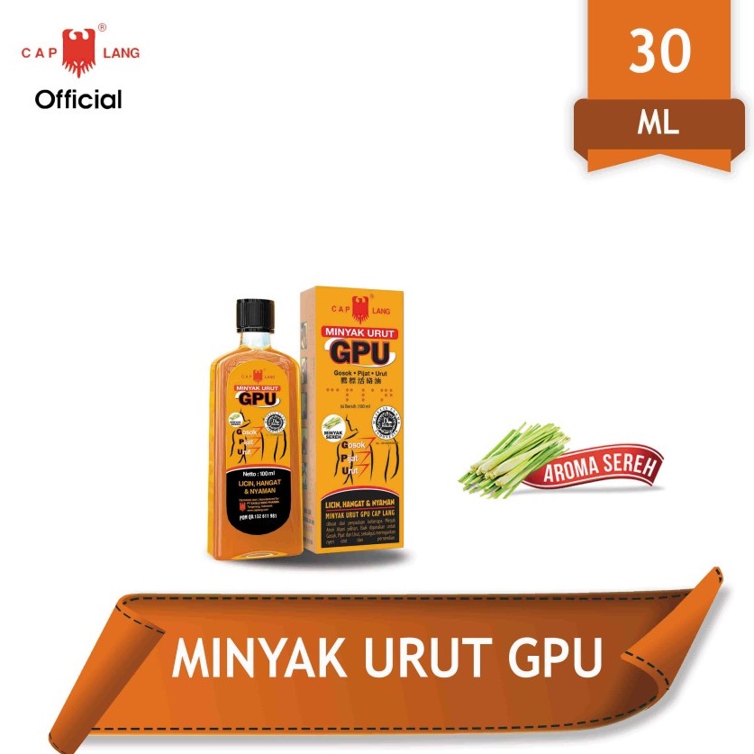 Minyak Urut Pijat GPU Sereh Cap Lang 30 ml