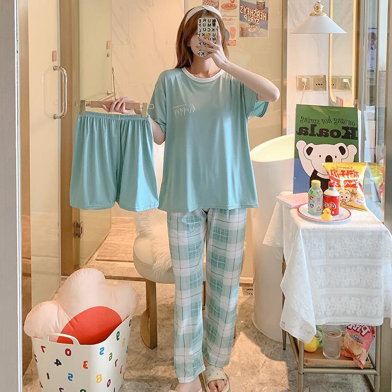 AJW Shop Piyama 3 in 1 | Piyama Lengan Pendek | Baju Tidur Impor | Baju Tidur 3in1-Happy Tosca