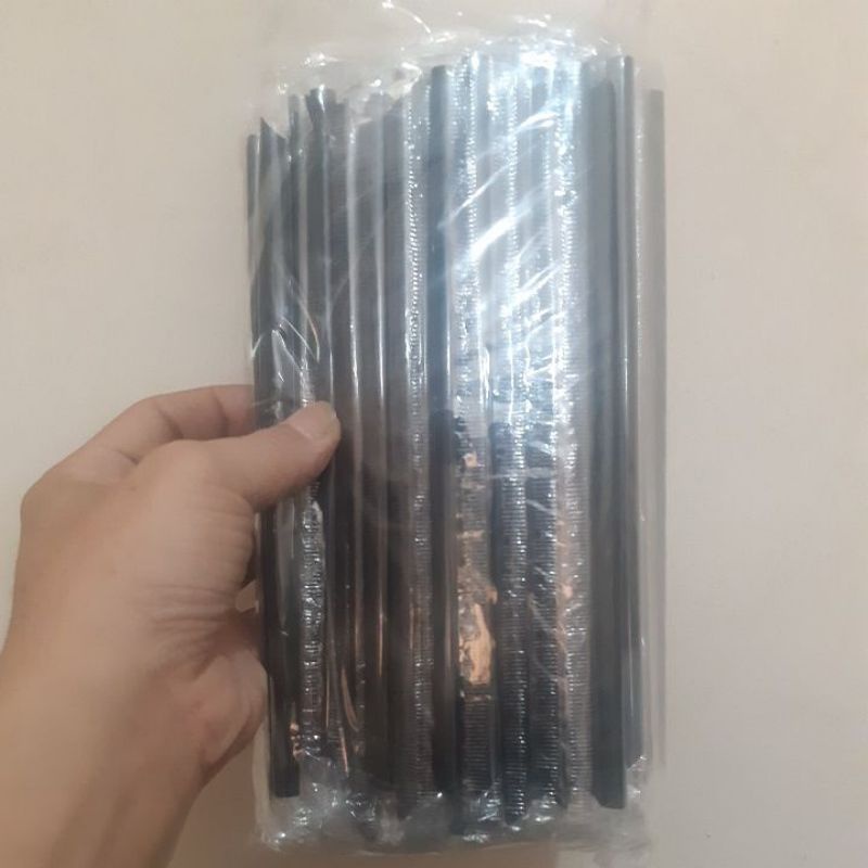 Sedotan Bubble Steril Hitam 8mm 21cm Ujung Tajam / Runcing / Lancip Bungkus Plastik Steril @100pcs