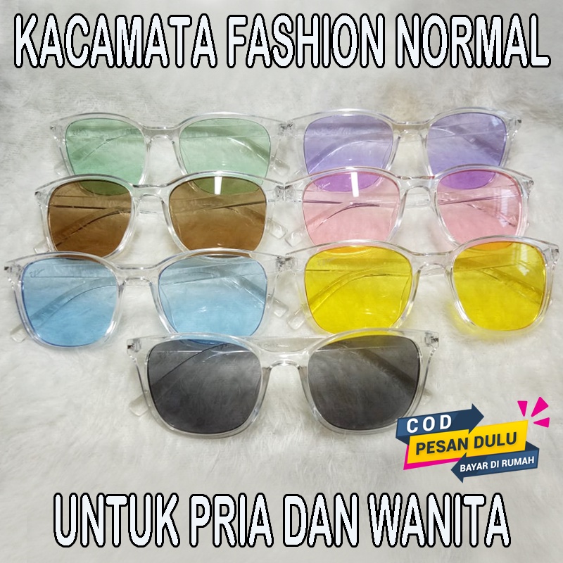 Kacamata Fashion Vintage Lensa Warna Warni Frame Kotak Kacamata Square Harajuku Oval Lensa Retro Vintage