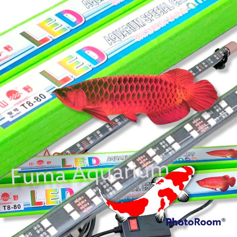 Lampu Led Tanning Yamano T8-80 dobel Led 10watt Spesial Red Arwana Crystal View Koi Koki