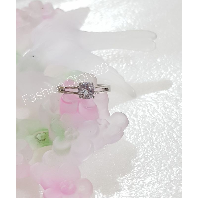 cincin Titanium silver titanium white permata putih import bestquality terjamin Antikarat antiluntur