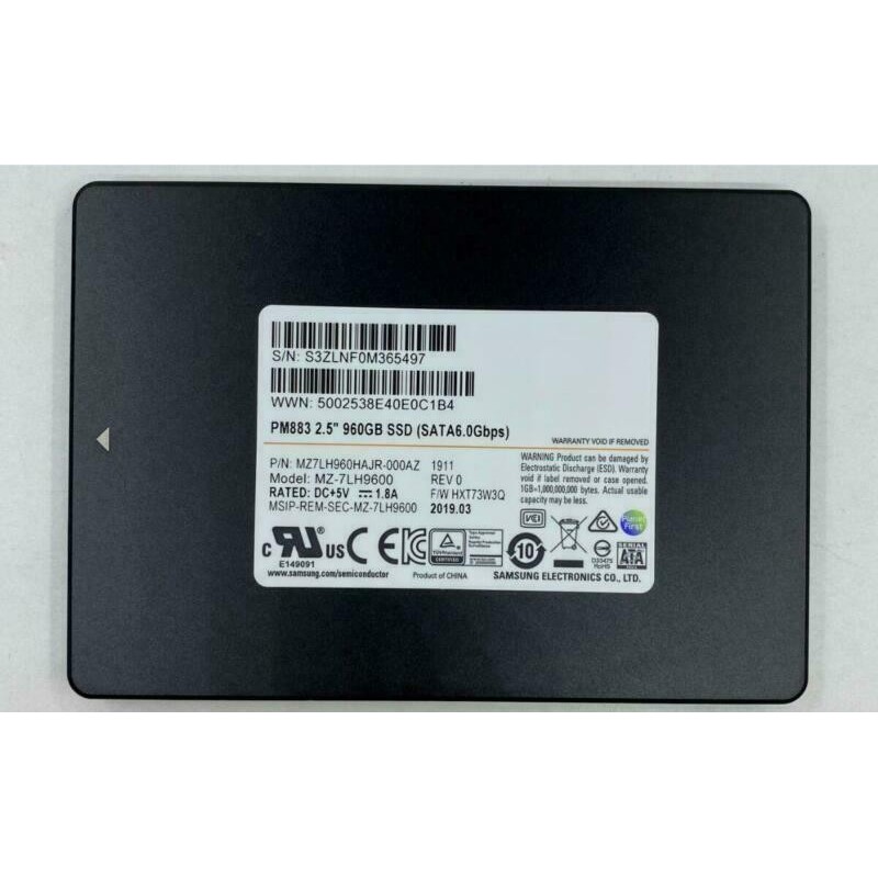 Samsung 960GB SSD PM883 2.5" MZ-7LH9600 SATA 6.0Gbps MZLH960HAJR-00AZ