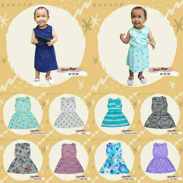 Dress Nisya BoboKids 2-4T/Dress Anak Kaos/Dress Anak Lucu/Grosir Dress Anak/Dress Anak Murah