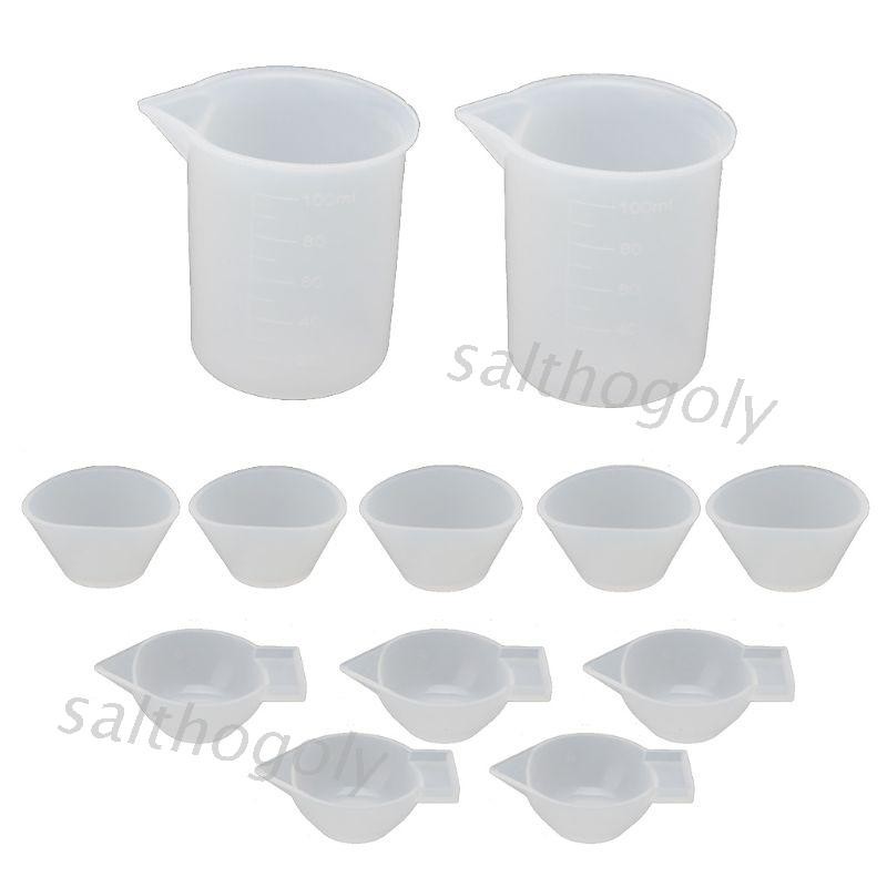 Moonlight&quot; 12Pcs Silicone Mixing Measuring Cups UV Resin Mold DIY Casting Jewelry Tool Kit