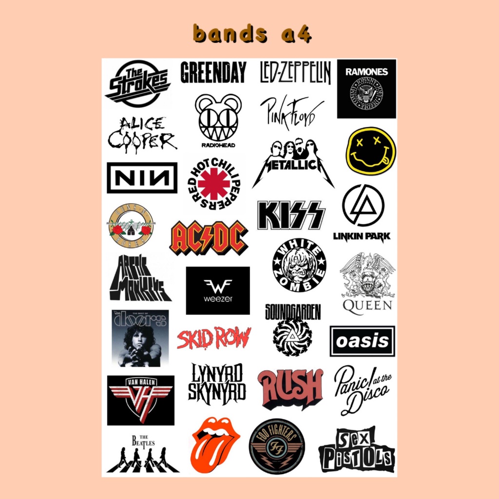 

STICKER BANDS EDITIONS A4 (5Sos, 21 Pilots, One Direction, Queen, Paramore, The 1975, Rex Orange Country)