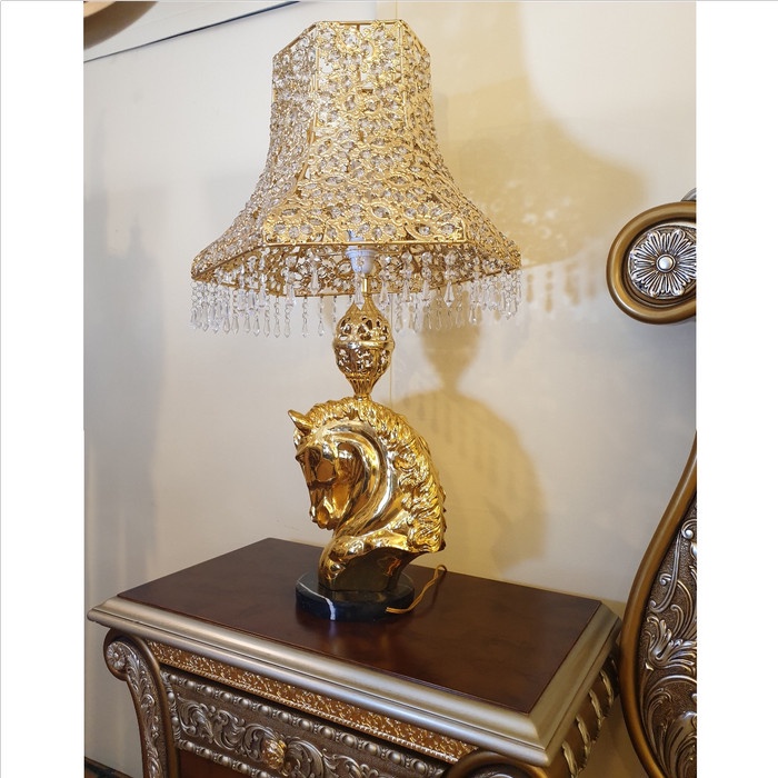 LAMPU MEJA KLASIK ANTIK IMPORT MOTIF KUDA