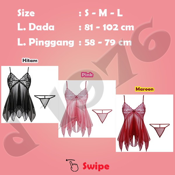 d1976 Lingerie Baju Haram Lingeri All Size S M L Lingrie Bahan Lace OFL-F165-4
