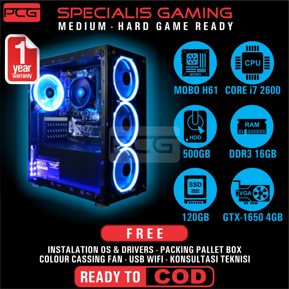 PC GAME RAKITAN KOMPUTER GAMING DESAIN DESIGN GRAFIS RENDERINGINTEL CORE i7 2600 SSD 120GB RAM 16GB