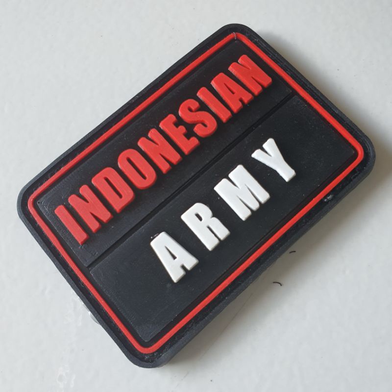 PATCH RUBBER LOGO INDONESIAN ARMY DASAR HITAM/TEMPELAN EMBLEM KARET VELCRO