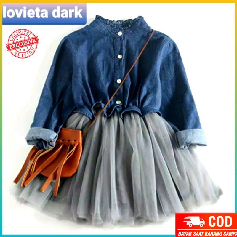 Baju Dress Anak Perempuan Pakaian Pesta Usia 3-5th Kekinian Terbaru 2021 Tile Lovieta Kid Murah