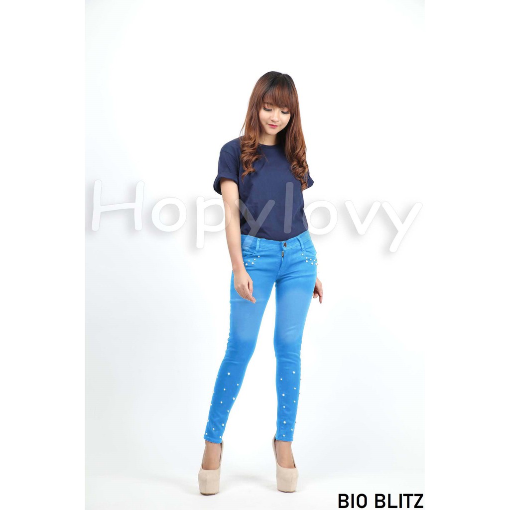 HOPYLOVY SALE - Celana Panjang Jeans Skinny Wanita Kombi Mutiara NICOLE