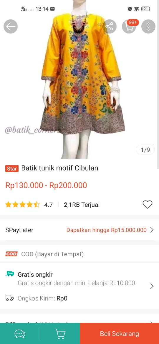 Atasan Batik Tunik Motif Cibulan