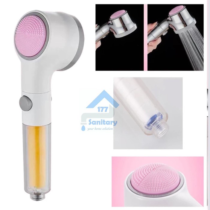 BAROKAH GAMIS KINO JEPANG HEAD JET SHOWER BRUSH keran sikat mandi 2 IN 1 AIR KENCANG