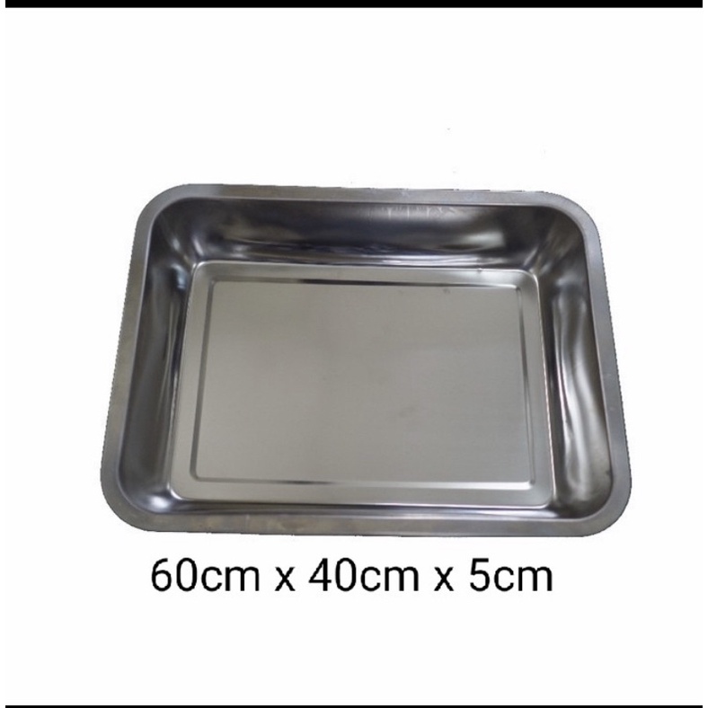NAMPAN STAINLESS PERSEGI 60x40 CM / TINGGI 5 CM/ NAMPAN BAKI