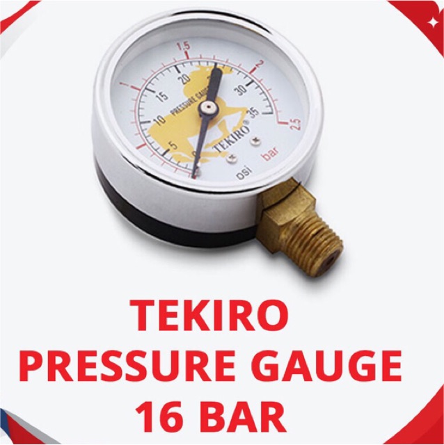 Pressure Gauge 16 Bar Tekiro Alat Ukur Tekanan Angin Kompresor