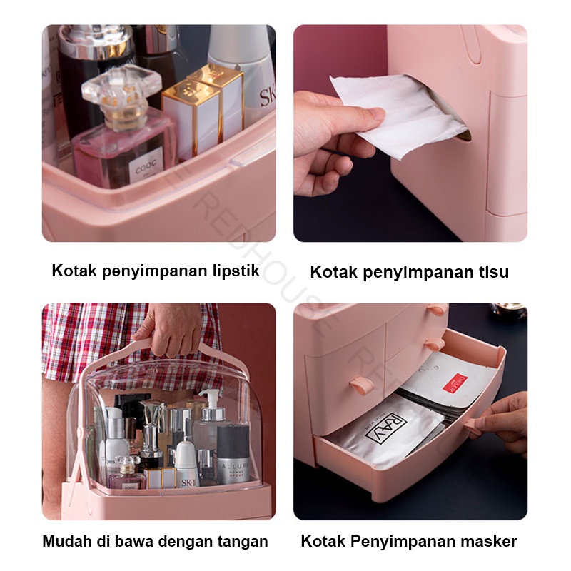 RED HOUSE Rak Kosmetik Beauty Case Tempat Penyimpanan Make Up Storage Box Organizer Kosmetik