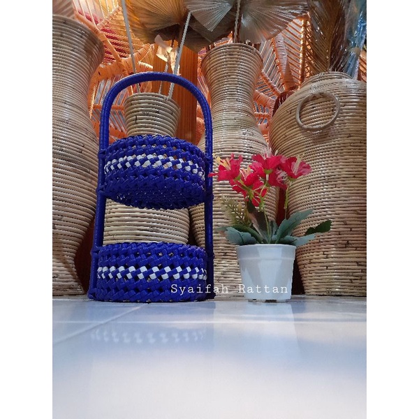 Rantang kupat susun 2 / Tempat bumbu rotan