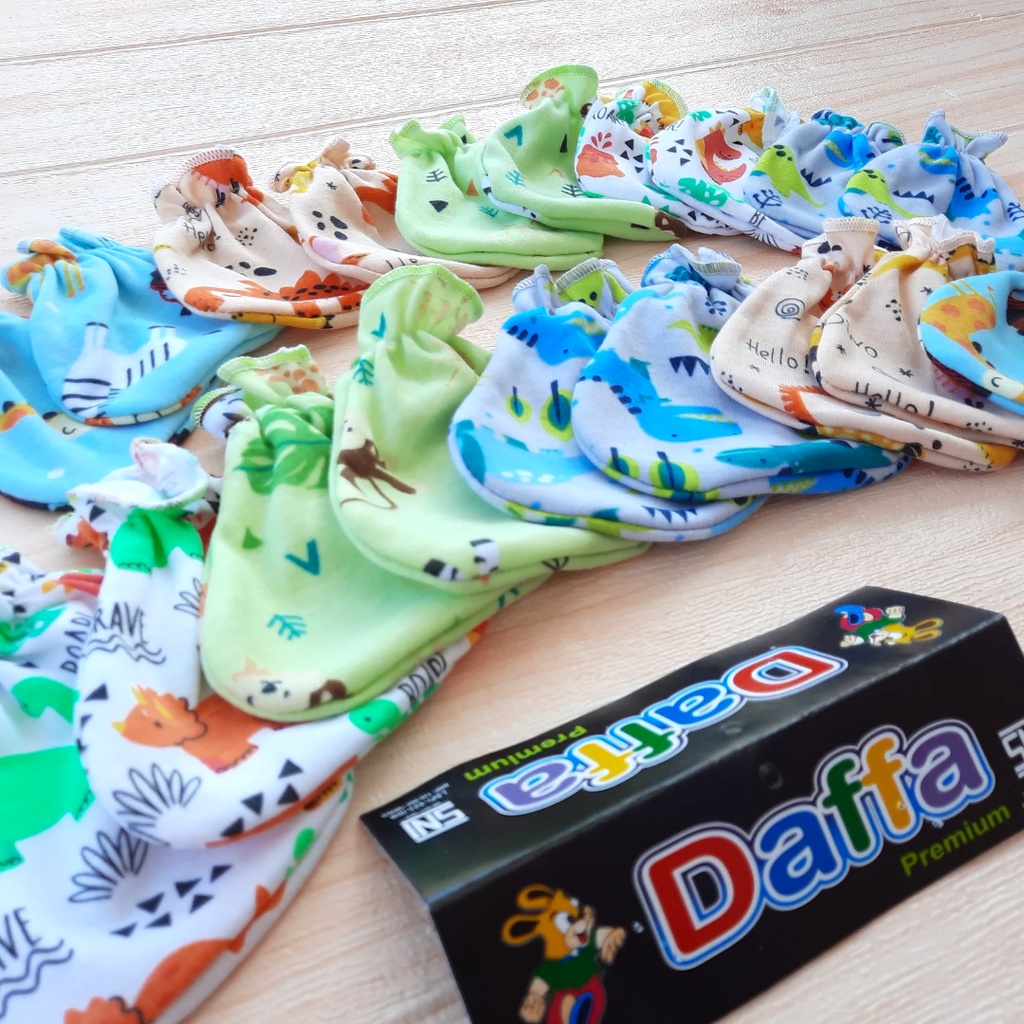 3 pasang Sarung Tangan kaos kaki Bayi Baru Lahir Premium printing lembut