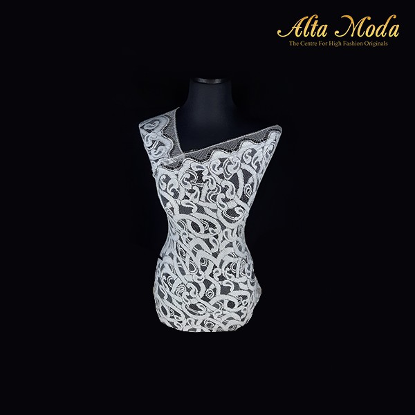 

Alta Moda Brokat Perancis Paisley Embroidery Desain White