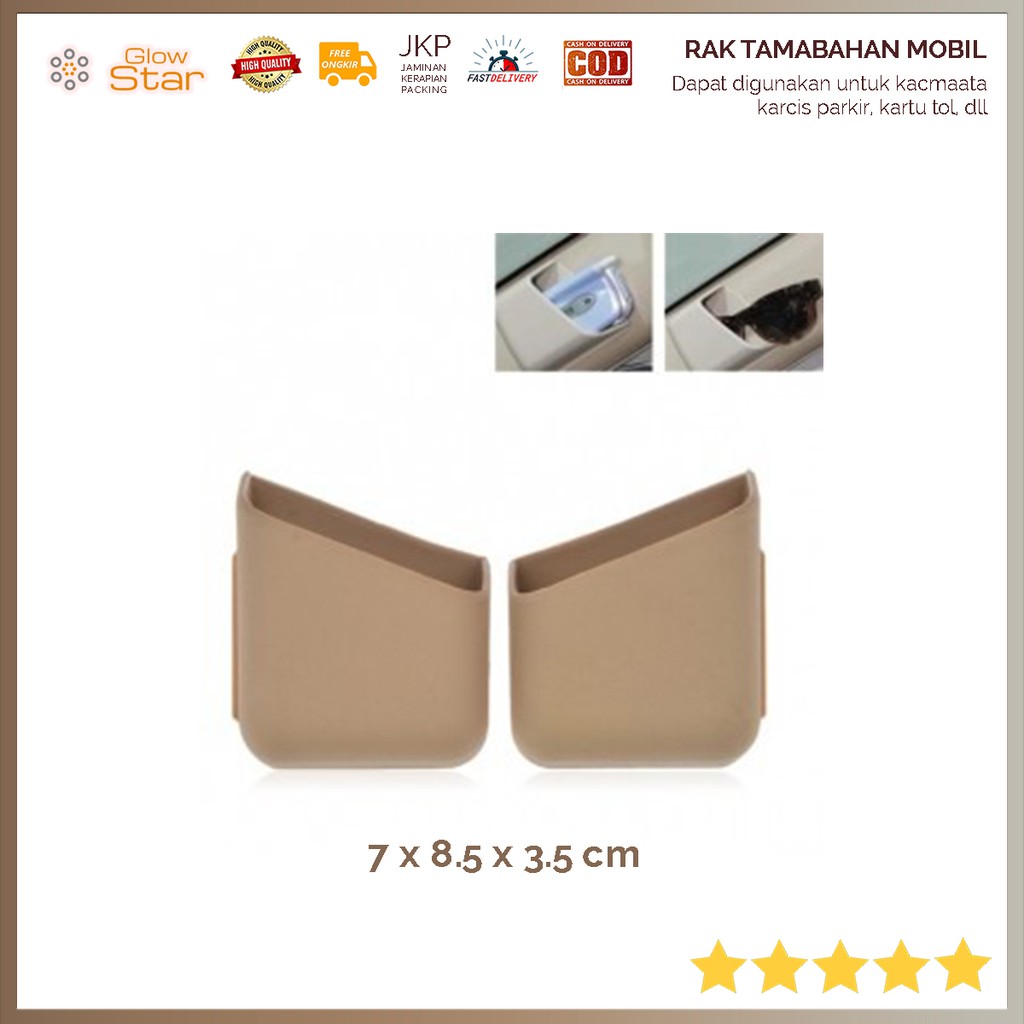 Rak tambahan mobil , Kantung Pillar Mobil , Rak kartu kacamata mobil Type R - KMS-933 - Cream,