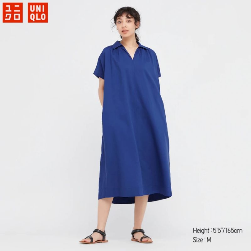 UNIQLO - Linen Blend Short Sleeve Kaftan Dress