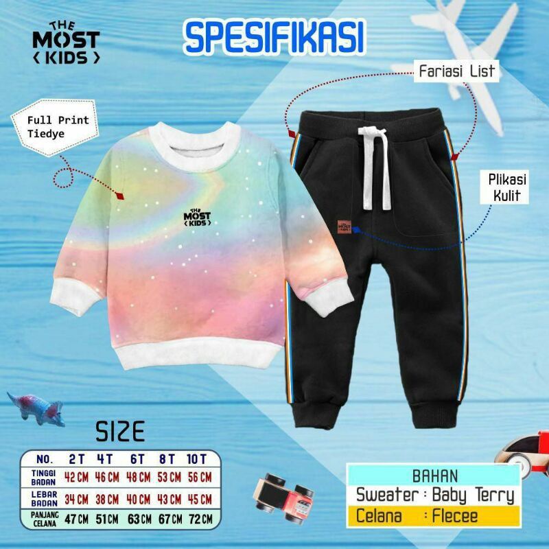 THE MOST KIDS SETELAN JOGER TIE DYE size 2-10 T